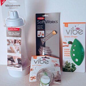 Set of 4 Kitchen Tools to Help Chop, Measure, Pour, and De-Stem